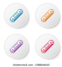 Color line Harmonica icon isolated on white background. Musical instrument. Set icons in circle buttons. Vector Illustration