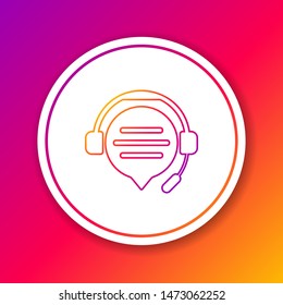 Color line Headphones with speech bubble chat icon isolated on color background. Support customer service, hotline, call center, faq, maintenance. Circle white button. Vector Illustration