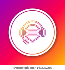 Color line Headphones with speech bubble chat icon isolated on color background. Support customer service, hotline, call center, faq, maintenance. Circle white button. Vector Illustration