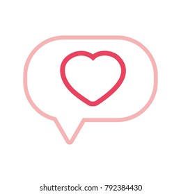 color line heart inside chat bubble text message