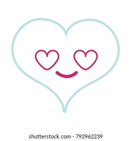 color line heart passion in love kawaii character