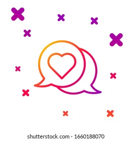 Color line Heart in speech bubble icon isolated on white background. Gradient random dynamic shapes. Vector Illustration