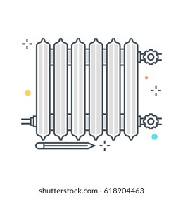 Color line, heater illustration, icon, background and graphics. The illustration is colorful, flat, vector, pixel perfect, suitable for web and print. It is linear stokes and fills.