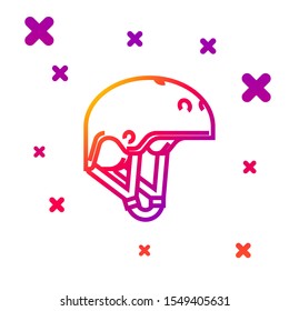 Color line Helmet icon isolated on white background. Extreme sport. Sport equipment. Gradient random dynamic shapes. Vector Illustration