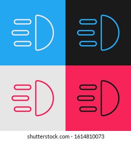 Color line High beam icon isolated on color background. Car headlight. Vintage style drawing. Vector Illustration