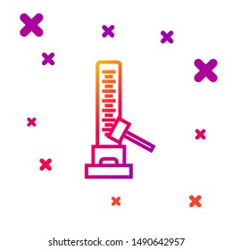 Color line High striker attraction with big hammer icon isolated on white background. Attraction for measuring strength. Amusement park. Gradient random dynamic shapes. Vector Illustration