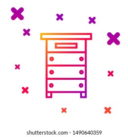 Color line Hive for bees icon isolated on white background. Beehive symbol. Apiary and beekeeping. Sweet natural food. Gradient random dynamic shapes. Vector Illustration