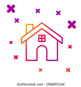 Color line House icon isolated on white background. Home symbol. Gradient random dynamic shapes. Vector Illustration
