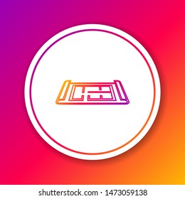 Color line House plan icon isolated on color background. Circle white button. Vector Illustration