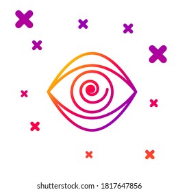 Línea de color Icono de hipnosis aislado en fondo blanco. Ojo humano con iris hipnótico espiral. Gradiente formas dinámicas aleatorias. Ilustración vectorial
