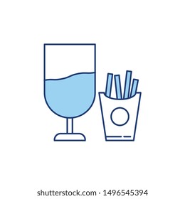 color line icon for chips and drink