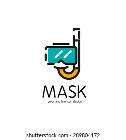 Icono de línea de color para diseño plano aislado en blanco. Máscara y tubo