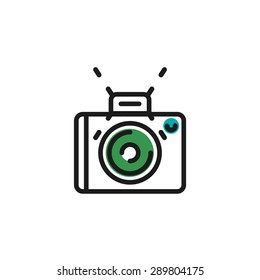Color line icon for flat design isolated on white. Camera, photo