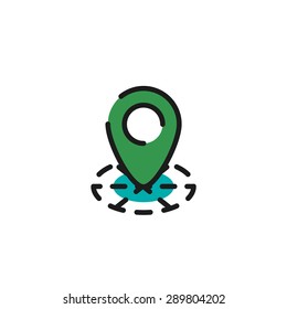 Color line icon for flat design isolated on white. Map tag