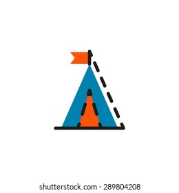 Farbliniensymbol für flaches Design einzeln auf Weiß. Camping