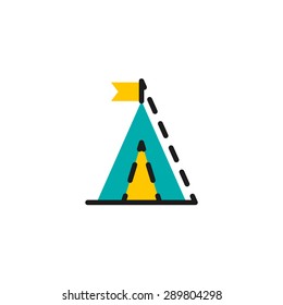 Icono de línea de color para diseño plano aislado en blanco. Camping