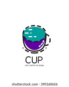 Color line icon for flat design isolated on white. Cup