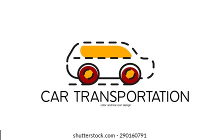 Color line icon for flat design isolated on white. Car transportation