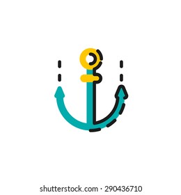 Color line icon for flat design isolated on white. Anchor