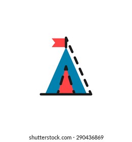 Color line icon for flat design isolated on white. Camping