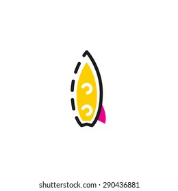 Color line icon for flat design isolated on white. Surf board