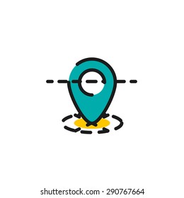 Color line icon for flat design isolated on white. Map tag