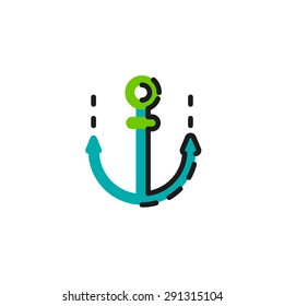 Color line icon for flat design isolated on white. Anchor
