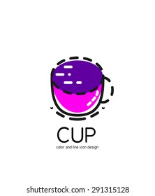 Color line icon for flat design isolated on white. Cup