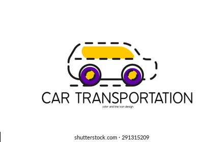 Color line icon for flat design isolated on white. Car transportation
