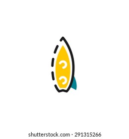 Color line icon for flat design isolated on white. Surf board
