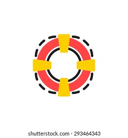 Color line icon for flat design isolated on white. Lifebuoy 