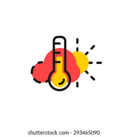 Icono de línea de color para diseño plano aislado en blanco. Clima y temperatura