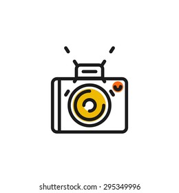 Color line icon for flat design isolated on white. Camera, photo