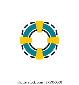 Icono de línea de color para diseño plano aislado en blanco. Vida 