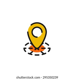 Color line icon for flat design isolated on white. Map tag