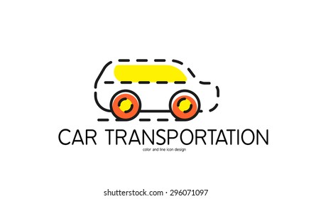 Icono de línea de color para diseño plano aislado en blanco. Transporte en automóvil
