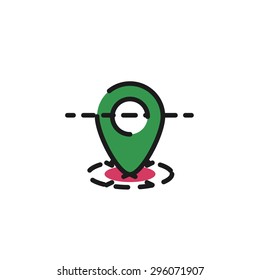 Color line icon for flat design isolated on white. Map tag