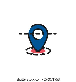 Color line icon for flat design isolated on white. Map tag