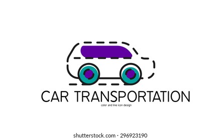 Color line icon for flat design isolated on white. Car transportation