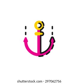 Farbliniensymbol für flaches Design einzeln auf Weiß. Anker