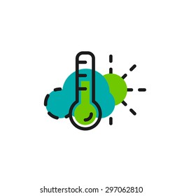 Farbliniensymbol für flaches Design einzeln auf Weiß. Wetter und Temperatur