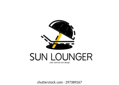 Color line icon for flat design isolated on white. Sun lounger