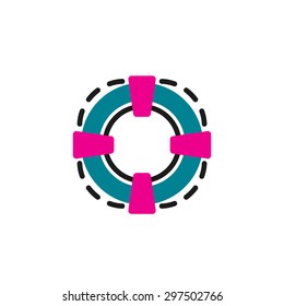 Icono de línea de color para diseño plano aislado en blanco. Vida 