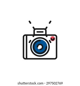 Color line icon for flat design isolated on white. Camera, photo