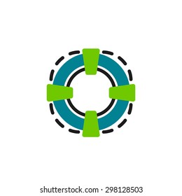 Color line icon for flat design isolated on white. Lifebuoy 