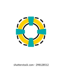 Color line icon for flat design isolated on white. Lifebuoy 