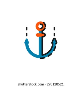Icono de línea de color para diseño plano aislado en blanco. Ancla