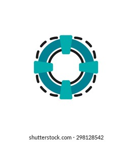 Icono de línea de color para diseño plano aislado en blanco. Vida 