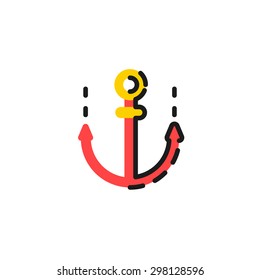 Farbliniensymbol für flaches Design einzeln auf Weiß. Anker