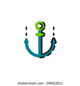 Icono de línea de color para diseño plano aislado en blanco. Ancla